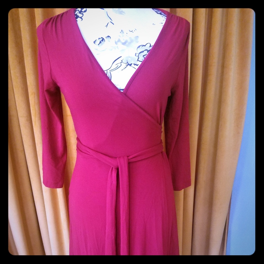 ruby red wrap dress